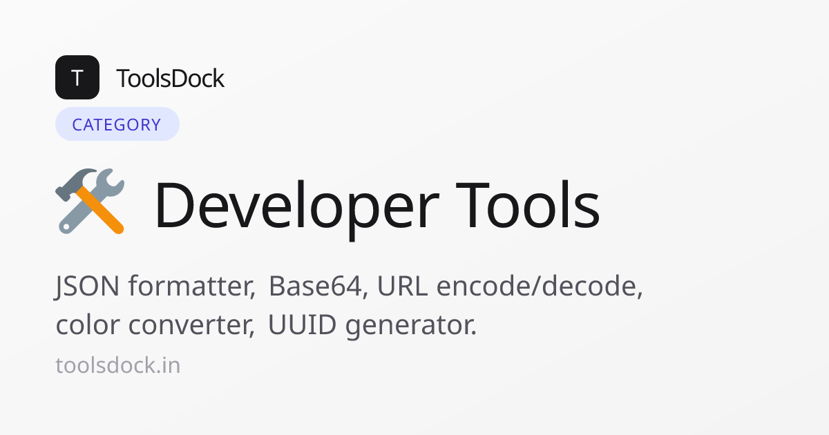 Developer Tools – Free Online Tools | ToolsDock